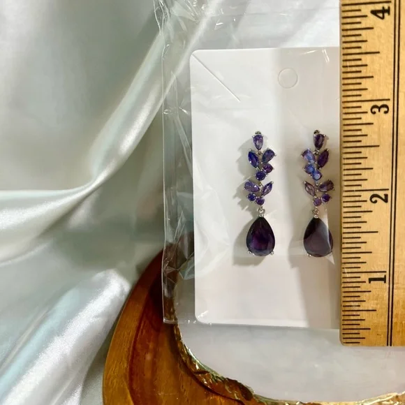 Purple Drop Earrings - Picture 4 of 4